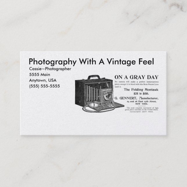 Photographer's Vintage Camera Business Card (Front)