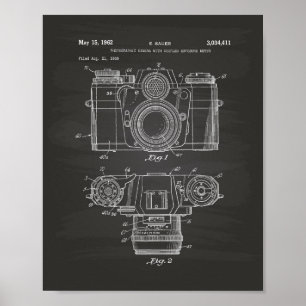 Photographic Camera 1959 Patent Art - Chalkboard Poster