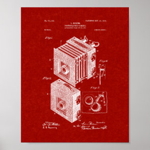 Photographic Camera Patent - Burgundy Red Poster