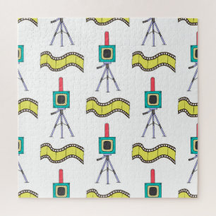Photographic Journey: Vintage Camera Pattern Jigsaw Puzzle