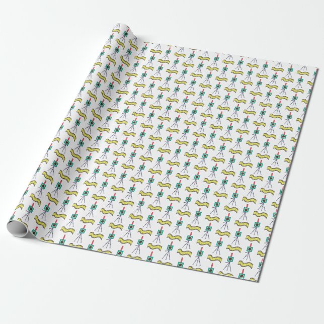 Photographic Journey: Vintage Camera Pattern Wrapping Paper (Unrolled)