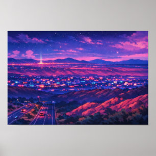 Photographic Landscape Neon Art Edited Poster