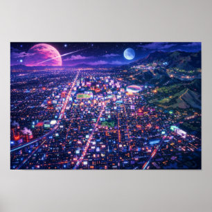 Photographic Landscape Neon Art Edited Poster