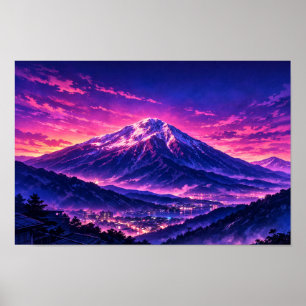 Photographic Landscape Neon Art Edited Poster