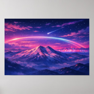Photographic Landscape Neon Art Edited Poster
