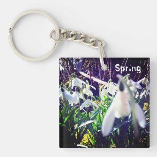 Photographic Snowdrops by River Severn / Hafren  Key Ring