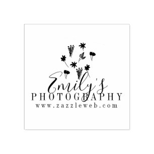 Photography Artist Studio Floral Logo Rubber Stamp