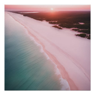 Photography Beach Aesthetic Sunset Neutral Pink Poster