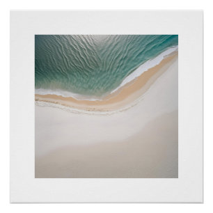 Photography Beach Sand Beige Neutral Blue Poster