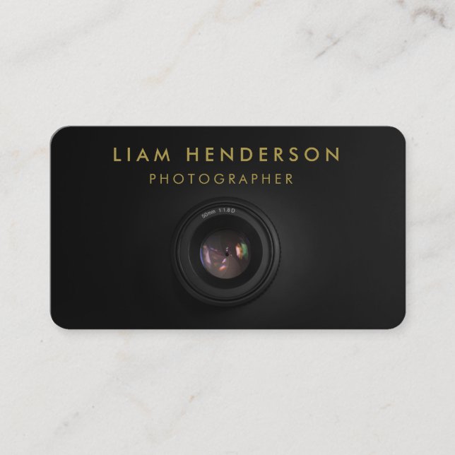 Photography Business Cards Black Gold Photographer (Front)