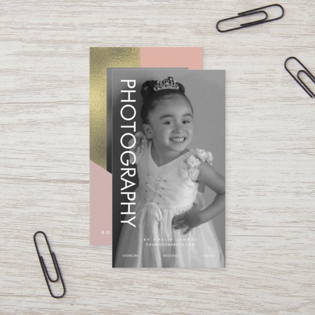 Photography Business Shapes Colour Block Faux Foil Business Card (Front/Back In Situ)