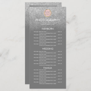 Photography Business Silver Glitter Grey Logo Menu