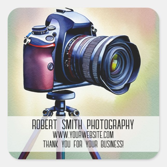 Photography Business Thank You Square Sticker (Front)