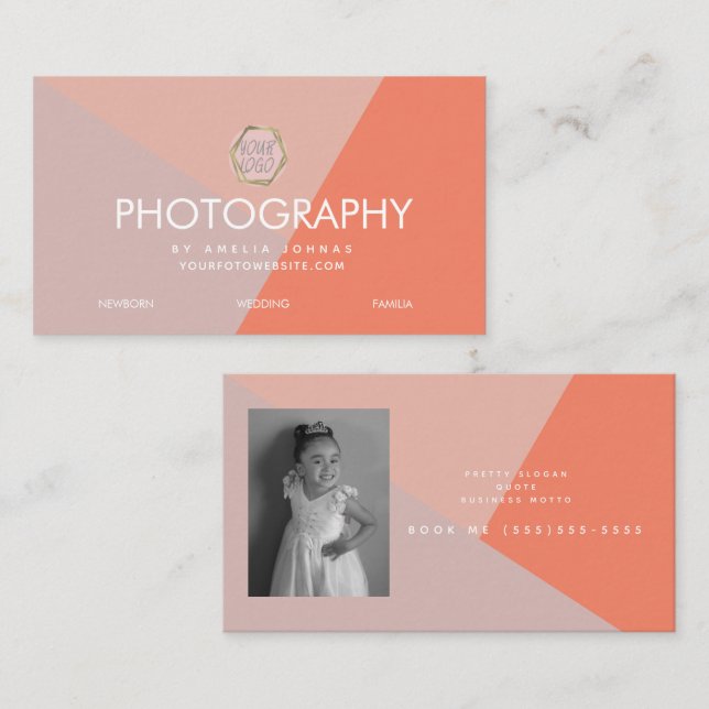 Photography Business Three Tone Blush Colorblock  Business Card (Front/Back)