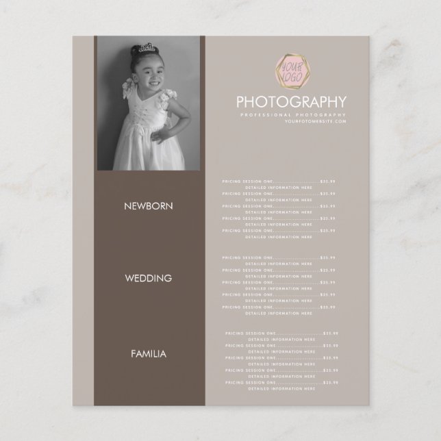 Photography Business Your Logo Earthy Menu (Front)