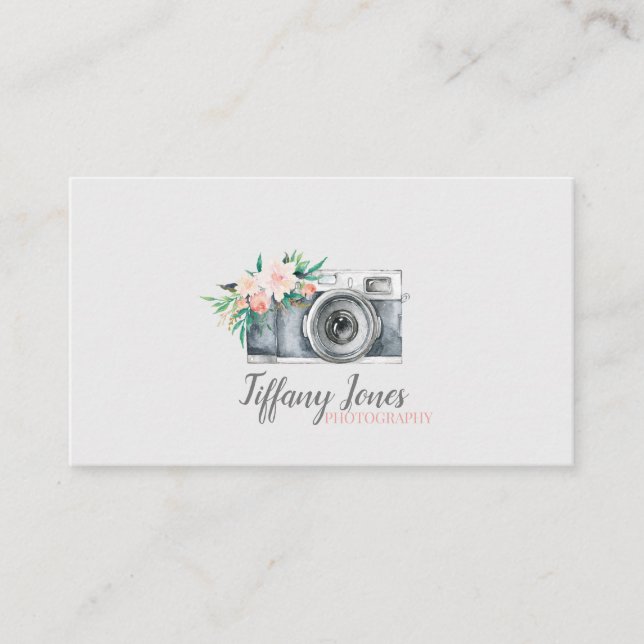 photography camera business card floral (Front)