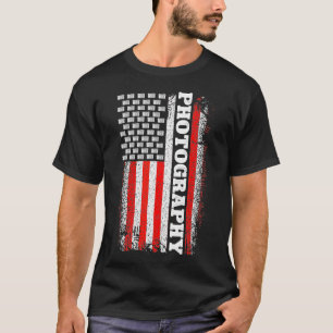Photography Camera Lens American Flag Photography T-Shirt