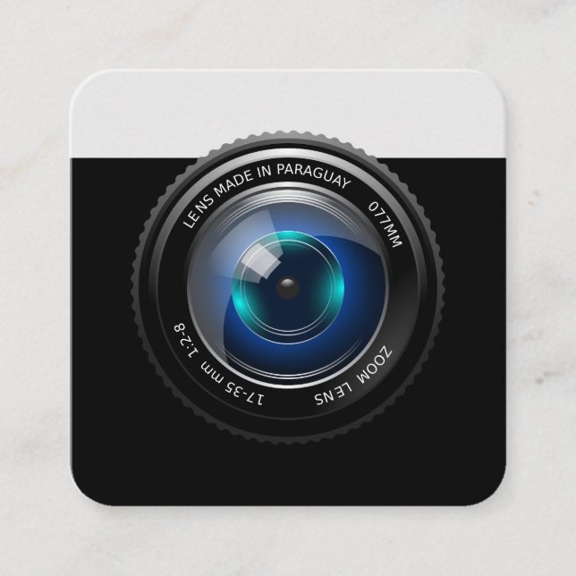 Photography Camera Lens Square Business Card (Front)