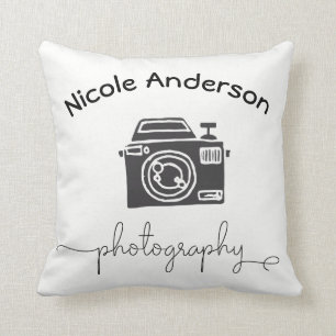 Photography Camera Modern Minimal Logo Graphic Cushion