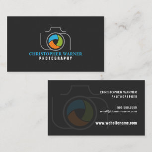 Photography Camera Shutter Green Orange Blue Grey Business Card