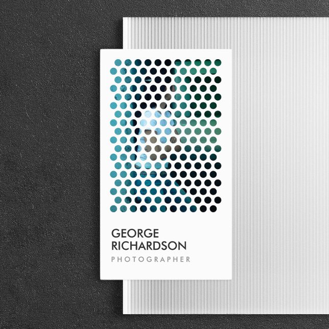 PHOTOGRAPHY CIRCLES PATTERN in WHITE (Vertical) Business Card (Creator Uploaded)