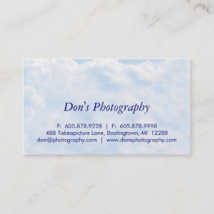 Photography Clouds Blue Sky Business Card Nature