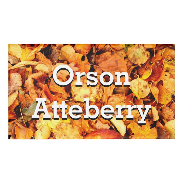 Photography - dry autumn leaves + your ideas name tag (Front)