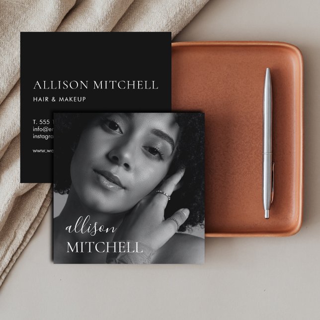 Photography Elegant Professional Calligraphy Square Business Card (Creator Uploaded)