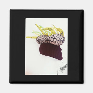 Photography Hat Hairstyle Strange Mask In Profile  Magnet