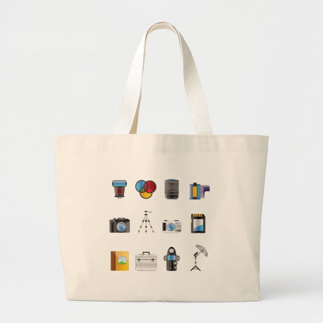 Photography Icon Large Tote Bag (Front)