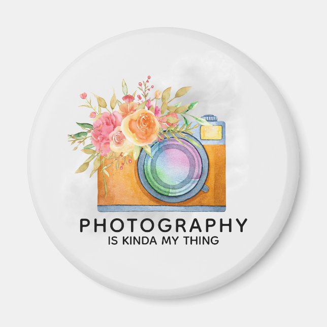 Photography is Kinda My Thing Watercolor Camera Magnet (Front)