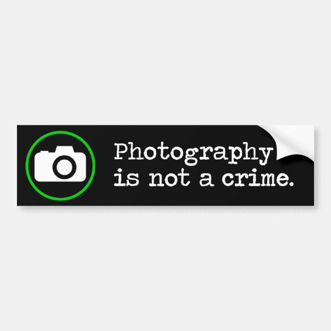 Photography is not a crime bumper sticker (Front)