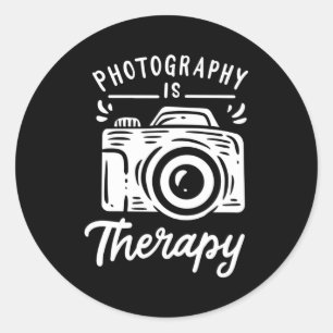 Photography Is Therapy Classic Round Sticker