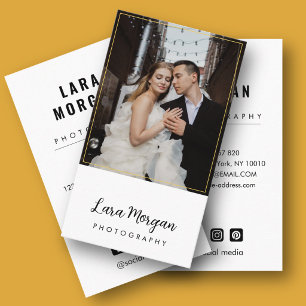 Photography Minimalist Golden Frame  Business Card