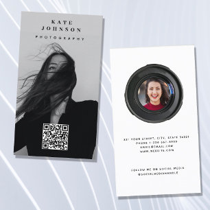Photography Minimalist Modern Social Media QR Code Business Card