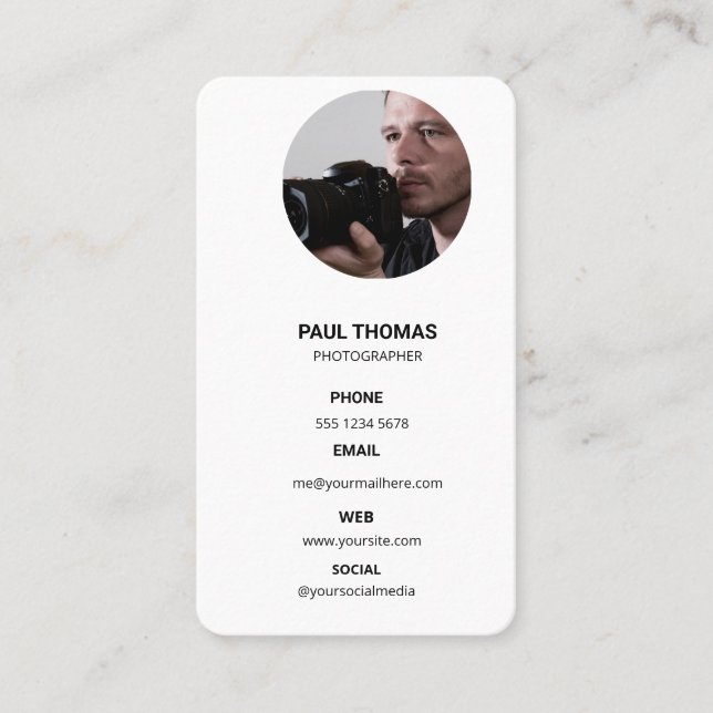Photography Modern Minimal Simple Photo Business  Business Card (Front)