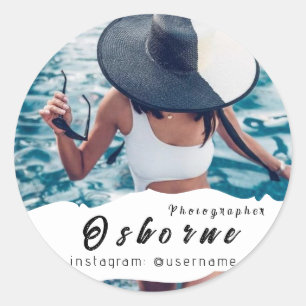 Photography Modern Minimal Simple Photo Classic Ro Classic Round Sticker