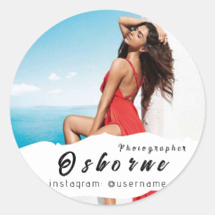 Photography Modern Minimal Simple Photo Classic Ro Classic Round Sticker