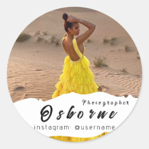Photography Modern Minimal Simple Photo Classic Ro Round Sticker