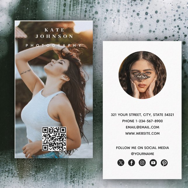 Photography Modern Minimal Simple Photo QR Code Business Card (Photography Modern Minimal Simple Photo QR Code Business Card)