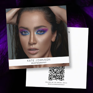 Photography Modern Photo QR Code Photographer Square Business Card