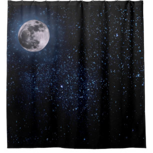 Photography - Night Sky with Full Moon + your idea Shower Curtain