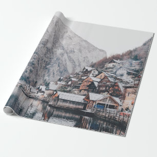 PHOTOGRAPHY OF HOUSE BESIDE BODY OF WATER WRAPPING PAPER
