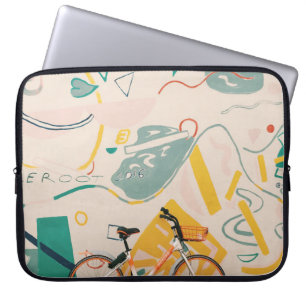 PHOTOGRAPHY OF ORANGE AND WHITE BICYCLE LAPTOP SLEEVE