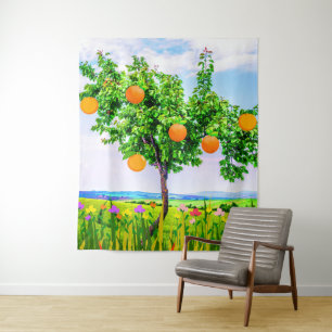 Photography of Orange Tree (Nature Sky) Tapestry