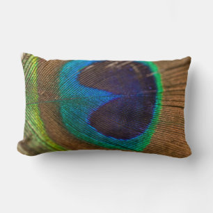 Photography of peacock feather lumbar cushion