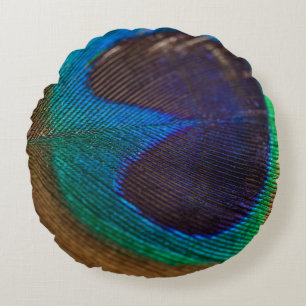 Photography of peacock feather round cushion