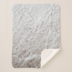Photography of white grass field sherpa blanket