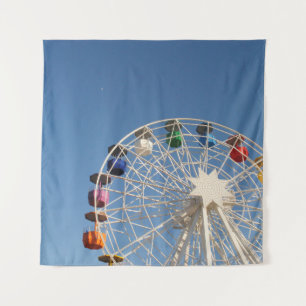 Photography of worms eye ferris wheel tapestry