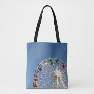 Photography of worms eye ferris wheel tote bag